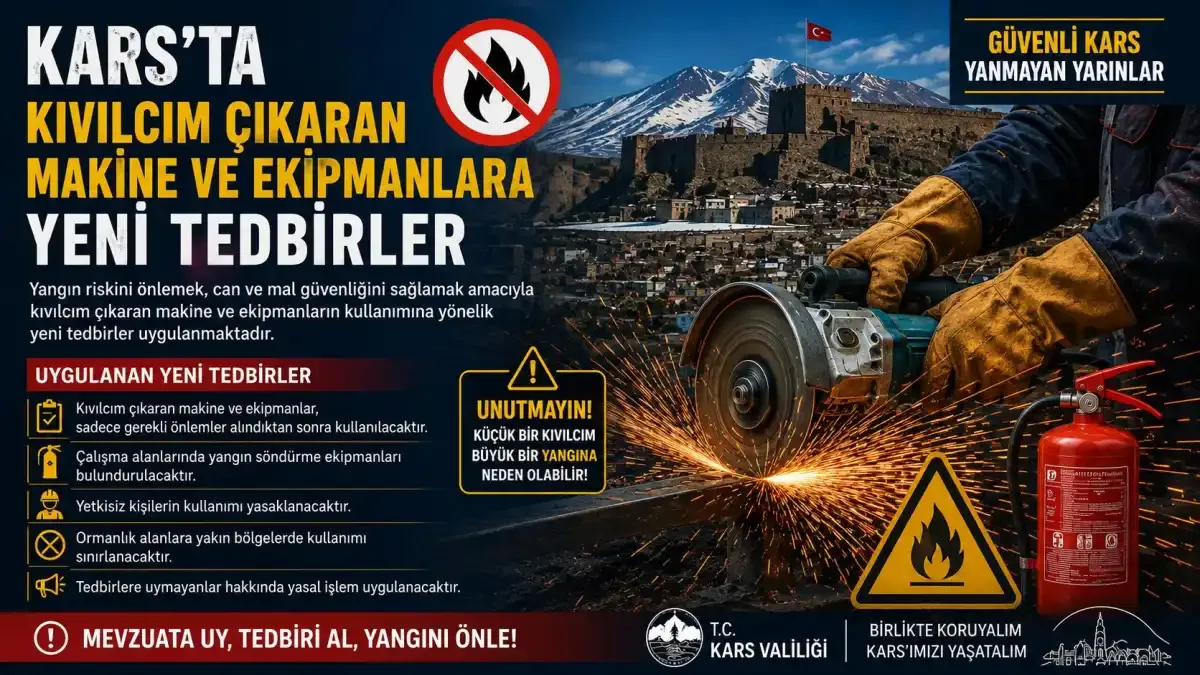 Kars’ta kıvılcım oluşturan makinelerin kullanımına yangın önlemi