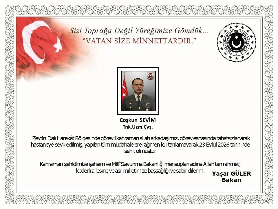Görevi sırasında rahatsızlanan asker şehit oldu