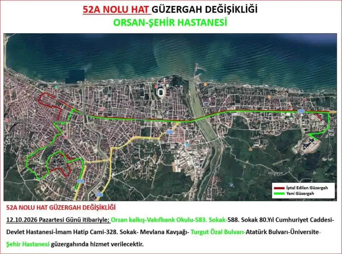 Ordu Şehir Hastanesi’ne ulaşımda yeni düzenleme